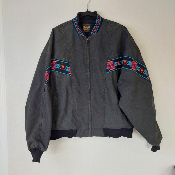 Vintage David James Aztec Print Western Coat Jacket Size Large